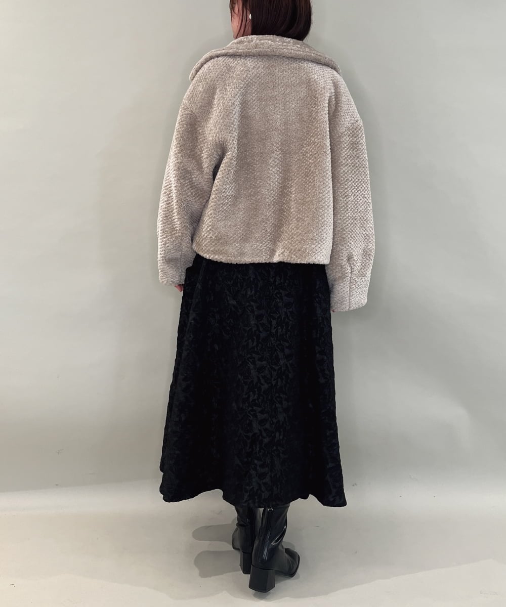 ZMHAE32140 al'aise modulation(アレーズモジュレーション) ふくれジャカードデザインフレアスカート ブラック