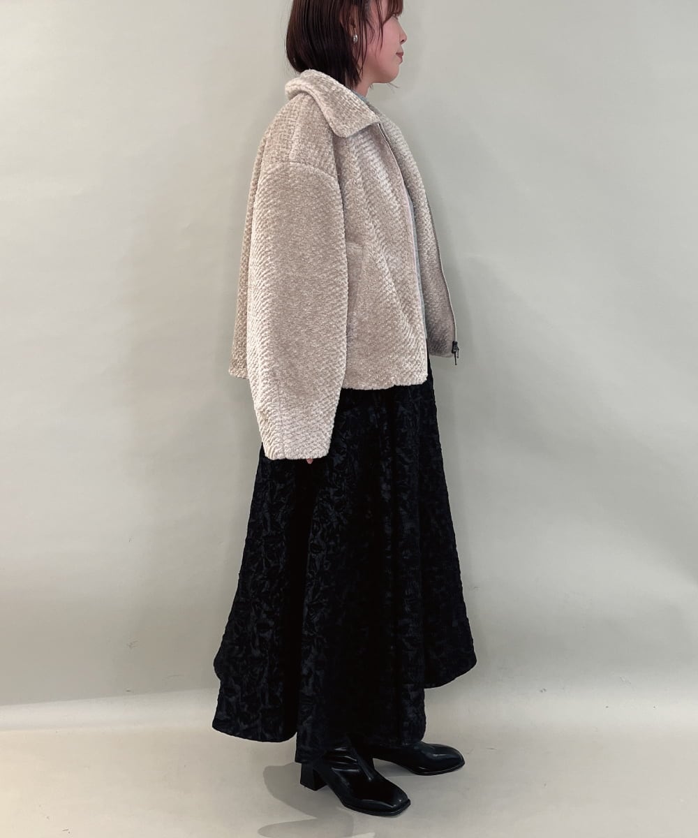 ZMHAE32140 al'aise modulation(アレーズモジュレーション) ふくれジャカードデザインフレアスカート ブラック