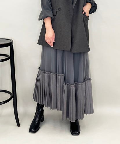 ZMHAE34160 al'aise modulation アシンメトリープリーツチュールスカート