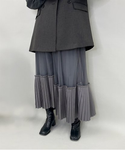 ZMHAE34160 al'aise modulation アシンメトリープリーツチュールスカート