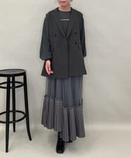 ZMHAE34160 al'aise modulation(アレーズモジュレーション) アシンメトリープリーツチュールスカート グレー