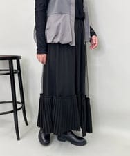 ZMHAE34160 al'aise modulation(アレーズモジュレーション) アシンメトリープリーツチュールスカート ブラック