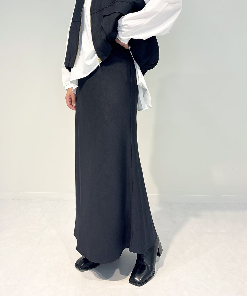 ZMHAE37110 al'aise modulation(アレーズモジュレーション) 【セットアップ対応・洗える】ソフトマーメイドロングスカート ブラック