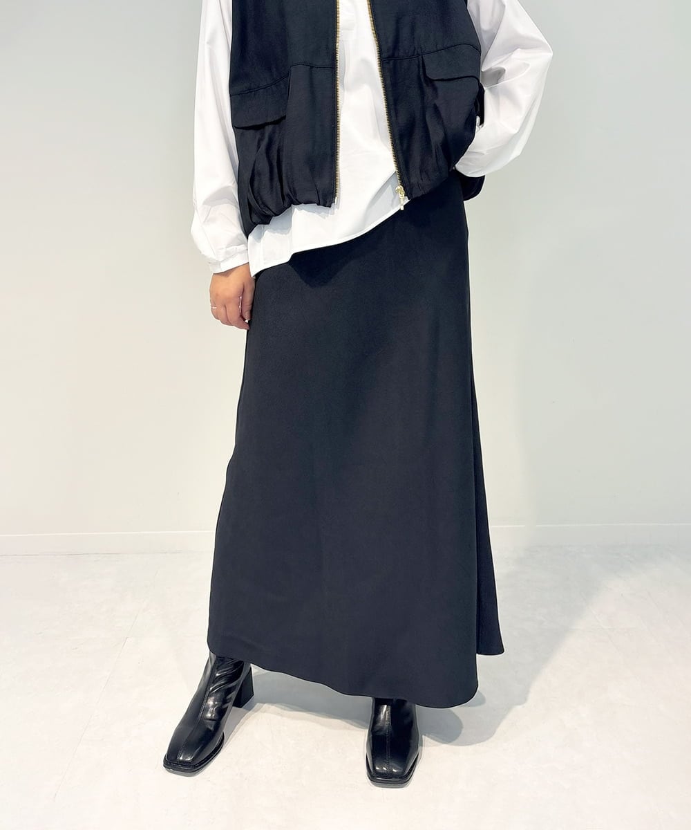 ZMHAE37110 al'aise modulation(アレーズモジュレーション) 【セットアップ対応・洗える】ソフトマーメイドロングスカート ブラック