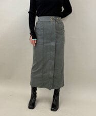 ZMHAE39108 al'aise modulation(アレーズモジュレーション) 【セットアップ対応】ベルトデザインストレッチタイトスカート カーキ