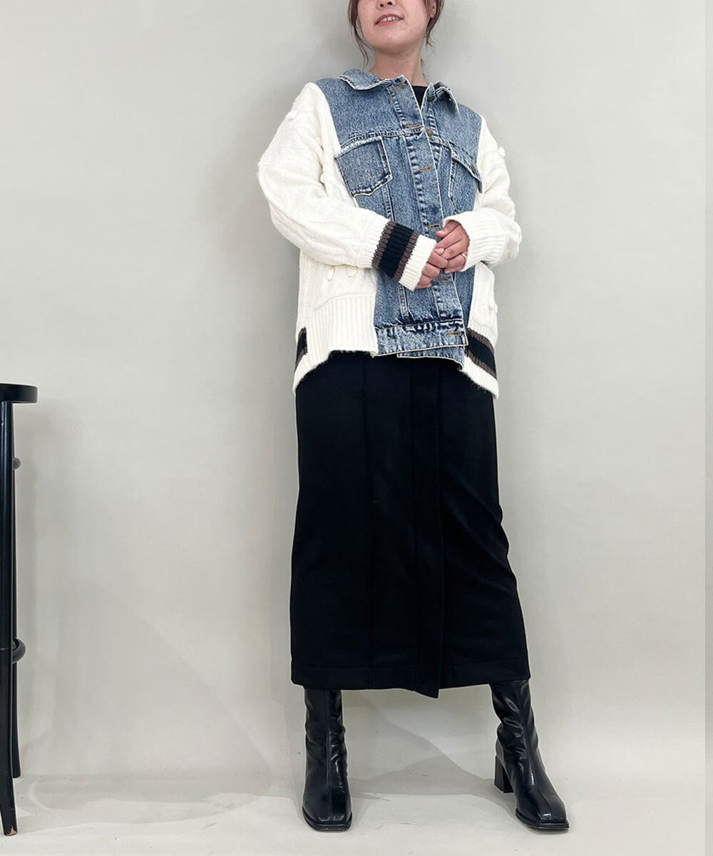 ZMHAE39108 al'aise modulation(アレーズモジュレーション) 【セットアップ対応】ベルトデザインストレッチタイトスカート ブラック