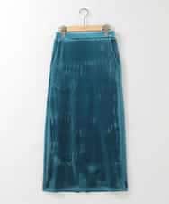 ZMHAE40150 al'aise modulation(アレーズモジュレーション) 光沢ベロアナロースカート ブルー