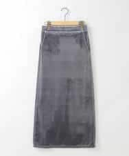 ZMHAE40150 al'aise modulation(アレーズモジュレーション) 光沢ベロアナロースカート グレー