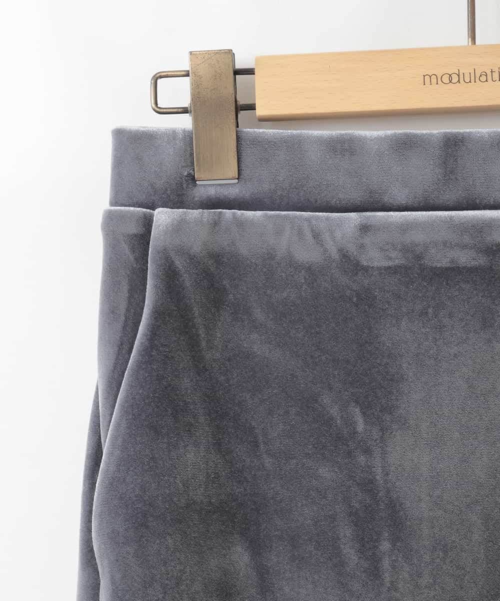 ZMHAE40150 al'aise modulation(アレーズモジュレーション) 光沢ベロアナロースカート グレー