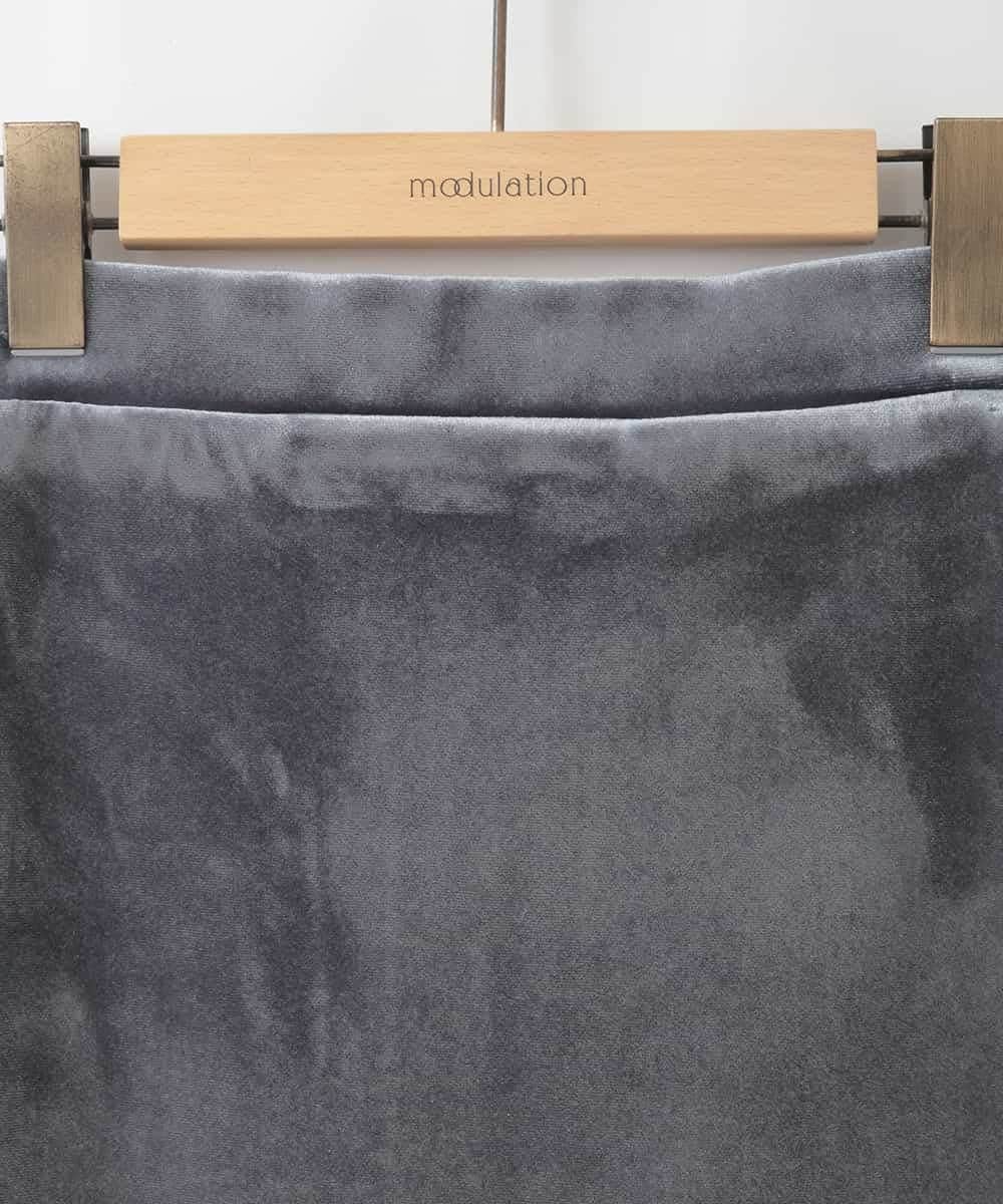 ZMHAE40150 al'aise modulation(アレーズモジュレーション) 光沢ベロアナロースカート グレー