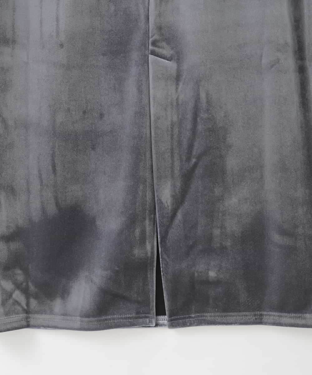 ZMHAE40150 al'aise modulation(アレーズモジュレーション) 光沢ベロアナロースカート グレー