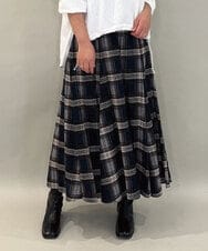 ZMHAE42140 al'aise modulation(アレーズモジュレーション) リブチェックフレアスカート ネイビー