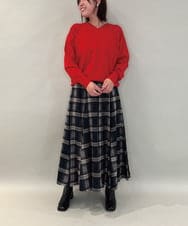 ZMHAE42140 al'aise modulation(アレーズモジュレーション) リブチェックフレアスカート ネイビー