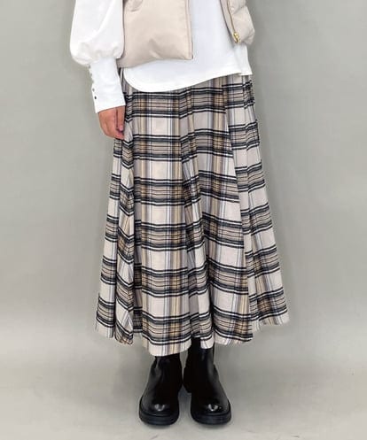 ZMHAE42140 al'aise modulation リブチェックフレアスカート