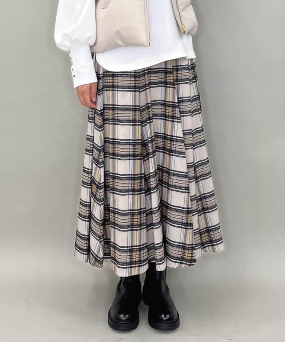 ZMHAE42140 al'aise modulation リブチェックフレアスカート