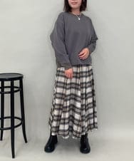 ZMHAE42140 al'aise modulation(アレーズモジュレーション) リブチェックフレアスカート ベージュ