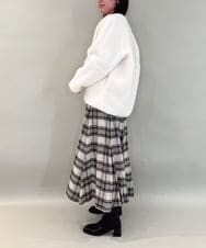 ZMHAE42140 al'aise modulation(アレーズモジュレーション) リブチェックフレアスカート ベージュ