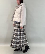 ZMHAE42140 al'aise modulation(アレーズモジュレーション) リブチェックフレアスカート ベージュ