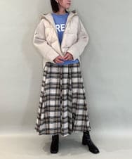 ZMHAE42140 al'aise modulation(アレーズモジュレーション) リブチェックフレアスカート ベージュ