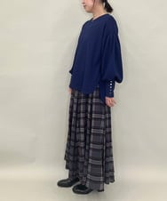 ZMHAE42140 al'aise modulation(アレーズモジュレーション) リブチェックフレアスカート ダークグレー