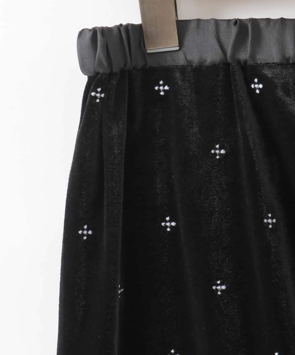 ZMHAH11090 al'aise modulation(アレーズモジュレーション) 【洗える】ベロア刺繍ナロースカート ブラック