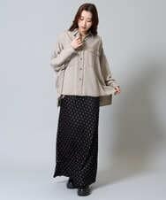 ZMHAH40170 al'aise modulation(アレーズモジュレーション) 柄プリントサテンライクスカート ブラック×ドット