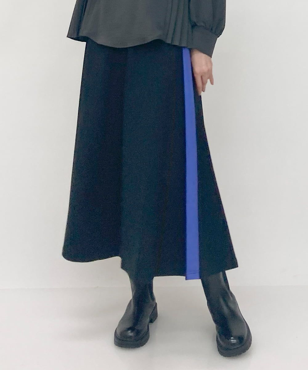 日本製サイドラインスカートミモレ丈スカート
