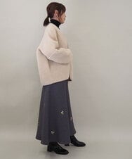 ZMHCE01136 al'aise modulation(アレーズモジュレーション) 【セットアップ対応・洗える】フラワー刺繍フレアニットスカート グレー