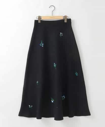 ZMHCE01136 al'aise modulation 【洗える】フラワー刺繍フレアニットスカート