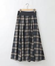 ZMHCE42140 al'aise modulation(アレーズモジュレーション) リブチェックフレアスカート ネイビー