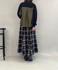 ZMHCE42140 al'aise modulation(アレーズモジュレーション) リブチェックフレアスカート ネイビー