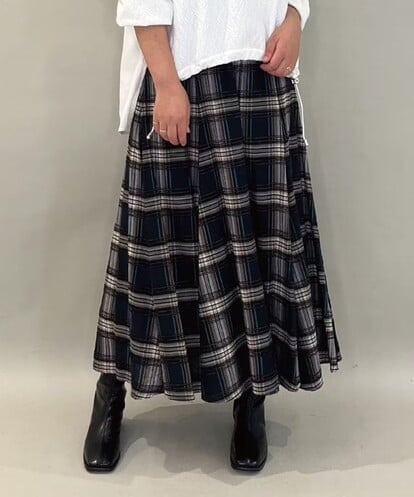 ZMHCE42140 al'aise modulation リブチェックフレアスカート