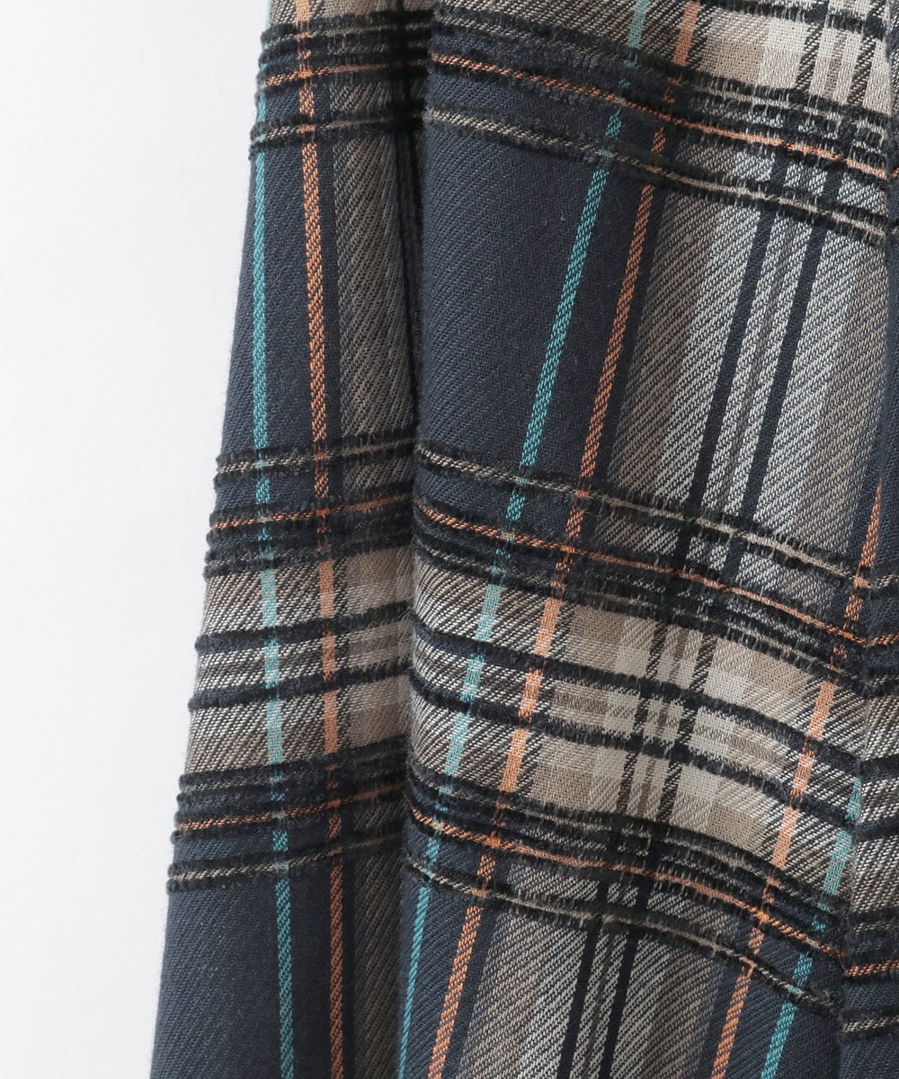 ZMHCE42140 al'aise modulation(アレーズモジュレーション) リブチェックフレアスカート ネイビー