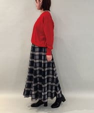 ZMHCE42140 al'aise modulation(アレーズモジュレーション) リブチェックフレアスカート ネイビー