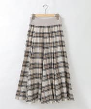 ZMHCE42140 al'aise modulation(アレーズモジュレーション) リブチェックフレアスカート ベージュ