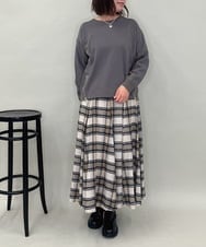 ZMHCE42140 al'aise modulation(アレーズモジュレーション) リブチェックフレアスカート ベージュ