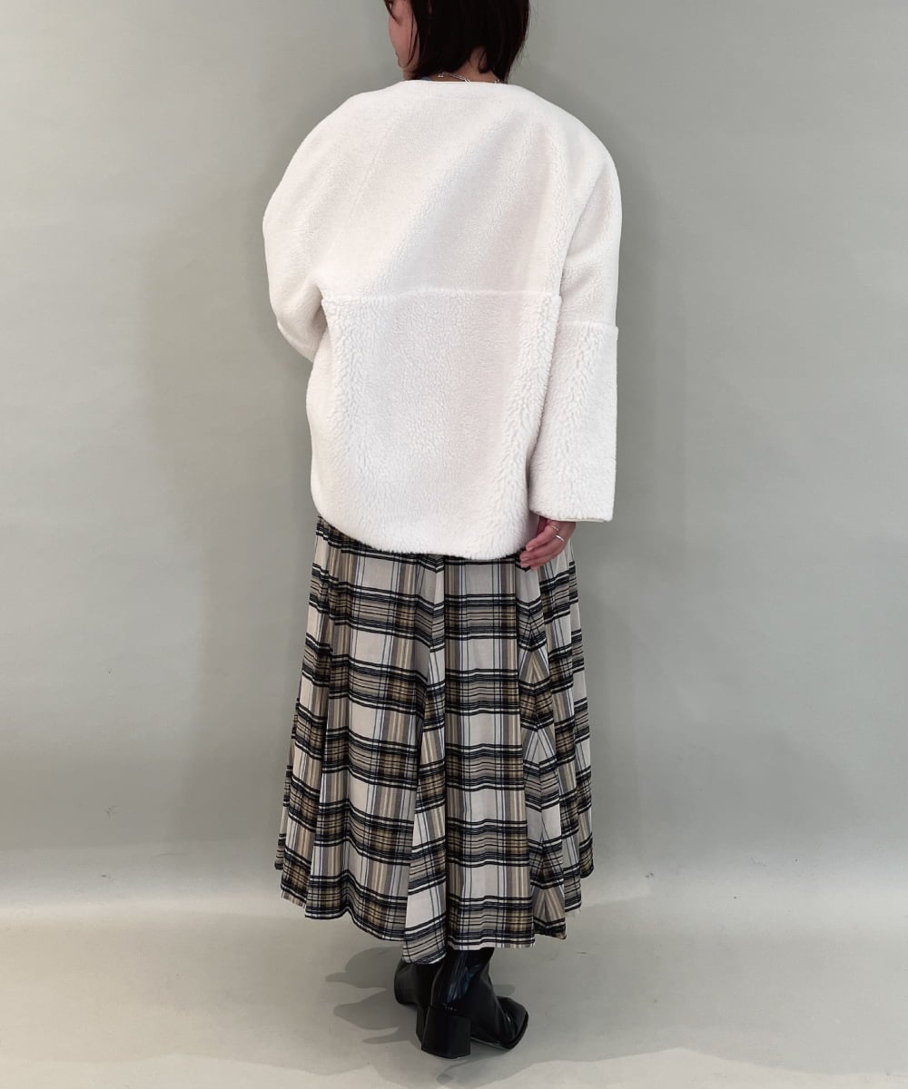 ZMHCE42140 al'aise modulation(アレーズモジュレーション) リブチェックフレアスカート ベージュ