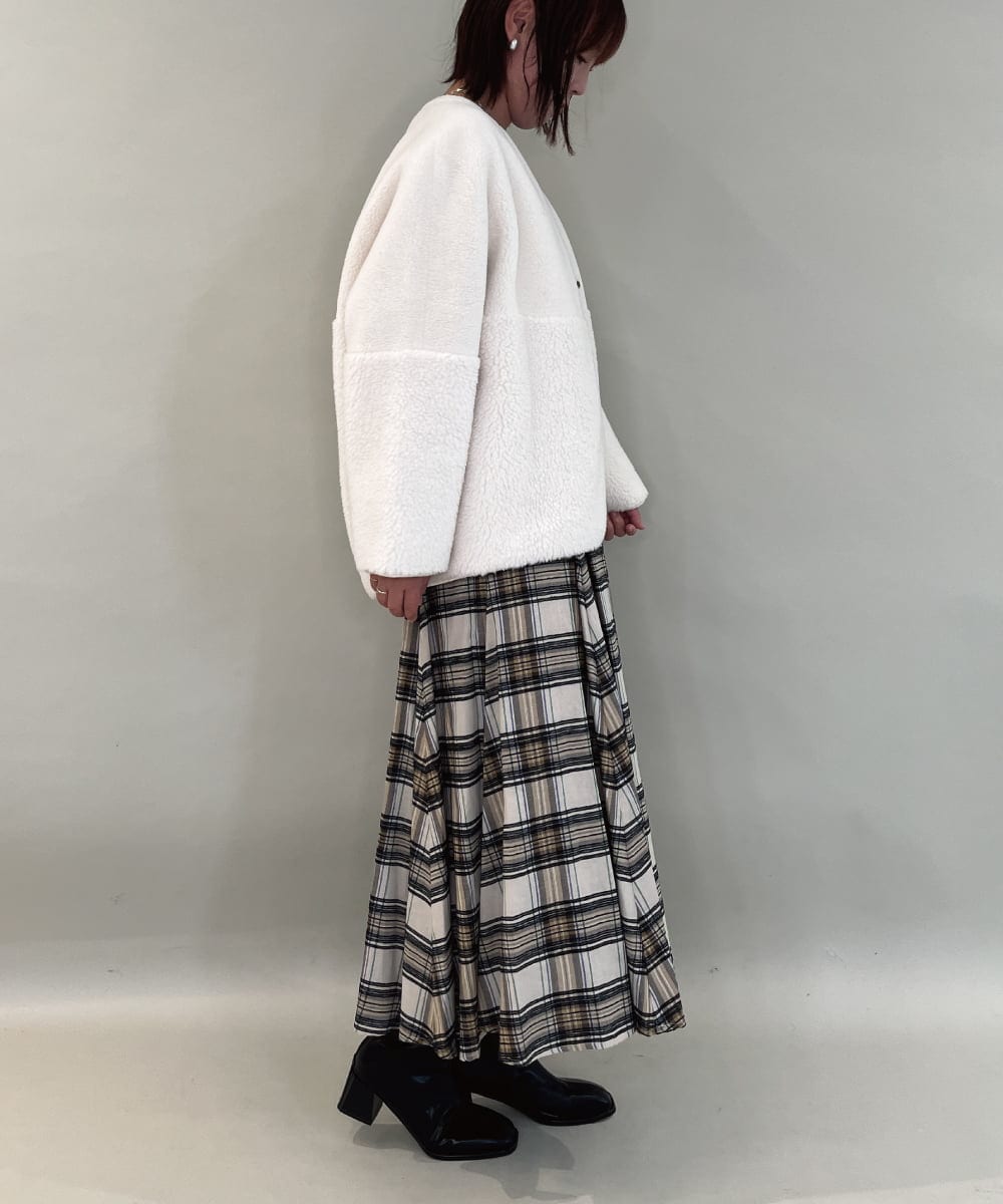 ZMHCE42140 al'aise modulation(アレーズモジュレーション) リブチェックフレアスカート ベージュ