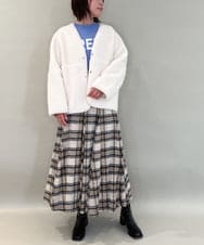 ZMHCE42140 al'aise modulation(アレーズモジュレーション) リブチェックフレアスカート ベージュ