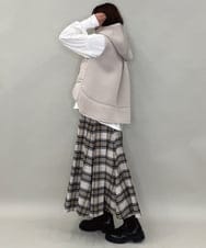 ZMHCE42140 al'aise modulation(アレーズモジュレーション) リブチェックフレアスカート ベージュ