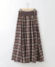 ZMHCE42140 al'aise modulation(アレーズモジュレーション) リブチェックフレアスカート ブラウン