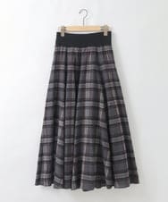 ZMHCE42140 al'aise modulation(アレーズモジュレーション) リブチェックフレアスカート ダークグレー