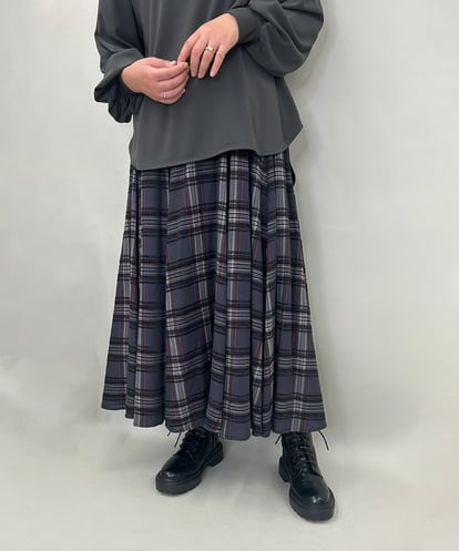 ZMHCE42140 al'aise modulation リブチェックフレアスカート