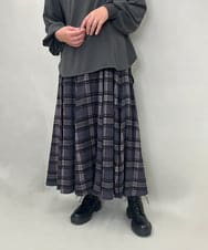 ZMHCE42140 al'aise modulation(アレーズモジュレーション) リブチェックフレアスカート ダークグレー