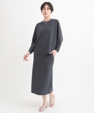 ZMHEB07138 al'aise modulation(アレーズモジュレーション) 【セットアップ対応】ジャージーニットナロースカート ダークグレー