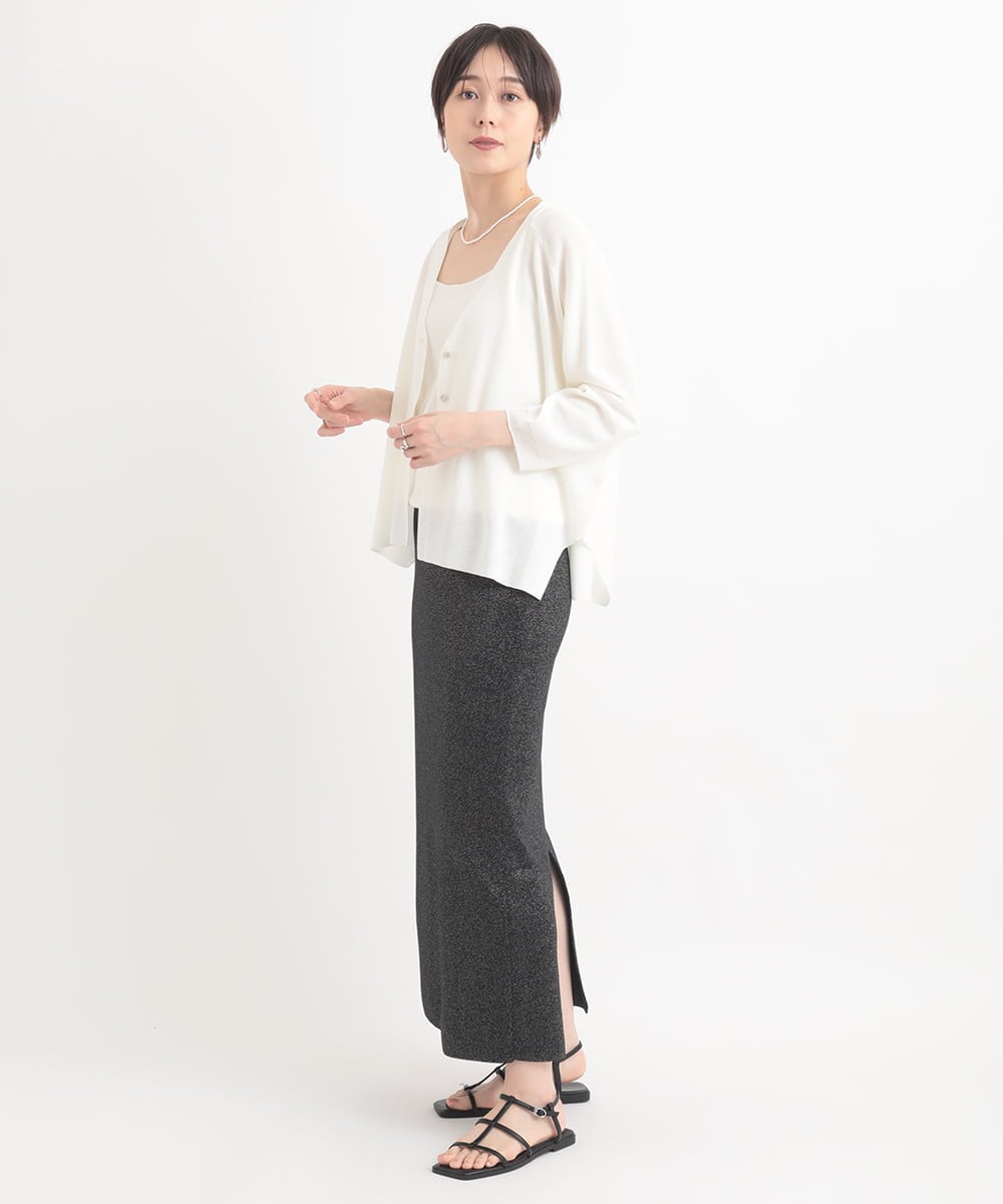 ZMHEB08098 al'aise modulation(アレーズモジュレーション) 【洗える・セットアップ対応】ラメニットナロースカート ブラック