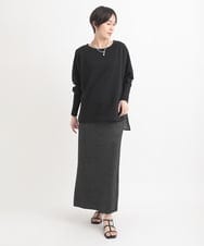 ZMHEB08098 al'aise modulation(アレーズモジュレーション) 【洗える・セットアップ対応】ラメニットナロースカート ブラック