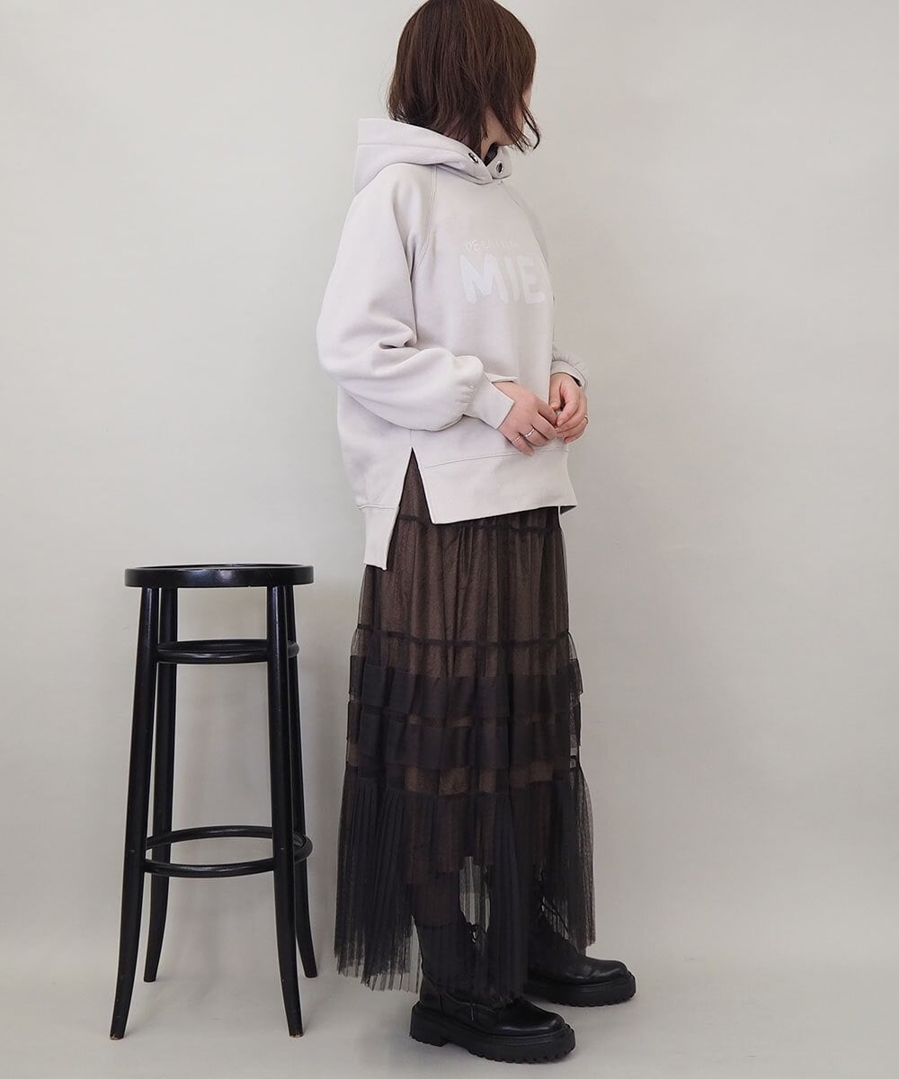 ZMHEE01130 al'aise modulation(アレーズモジュレーション) 光沢ベロアチュールレイヤードスカート ブラウン