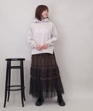 ZMHEE01130 al'aise modulation(アレーズモジュレーション) 光沢ベロアチュールレイヤードスカート ブラウン