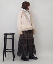 ZMHEE01130 al'aise modulation(アレーズモジュレーション) 光沢ベロアチュールレイヤードスカート ブラウン